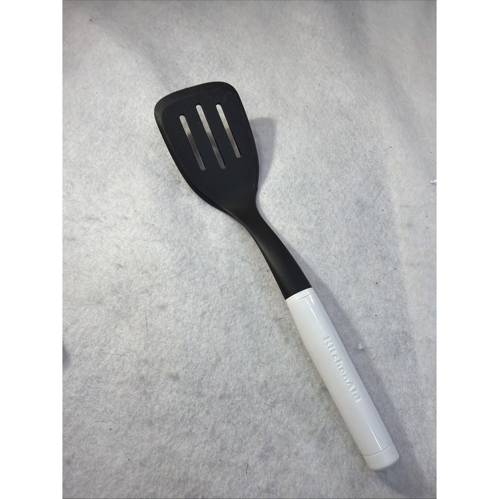 Kitchenaid Slotted Cooking Spatula Turner Flipper Utensil 14" Black &white
